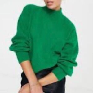 VICOLO SZ L Dolman Sleeve Mock Neck  Angora Blend Dopamine Dressing Sweater